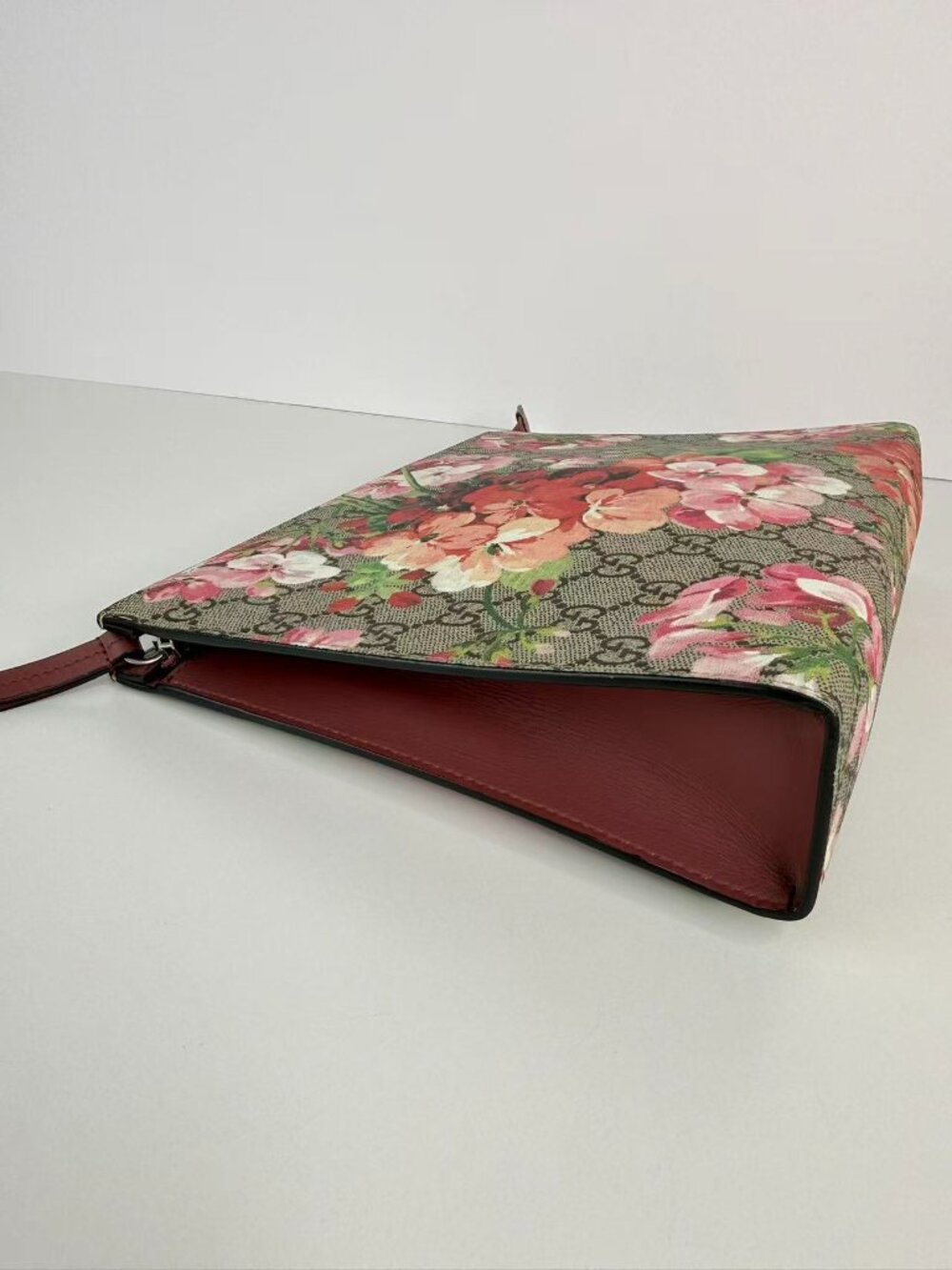 Gucci GG Blooms Floral Print Supreme Canvas Zip Pouch Clutch Cosmetic Bag - Picture 5 of 10